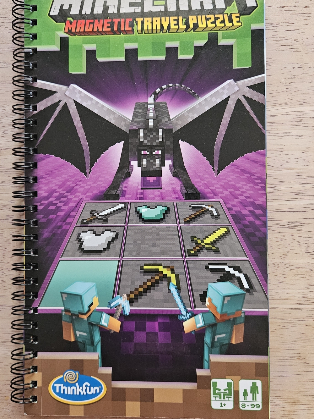 ThinkFun Minecraft Magnetic Travel Puzzle — Purple Adventure Set.